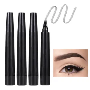 Low MOQ custom micro 4 fork eyebrow tattoo pencil private label liquid eye brow pencil my own logo