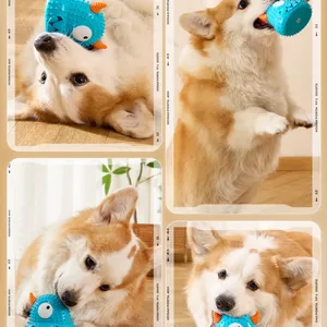 Juguete Molar para Perro de Silicona de Grado Alimenticio, Lindo Pequeño Monstruo, Limpieza de Dientes, Juguete Interactivo con Sonido Resistente a Mordeduras, Suministros para Mascotas - Product Image 3