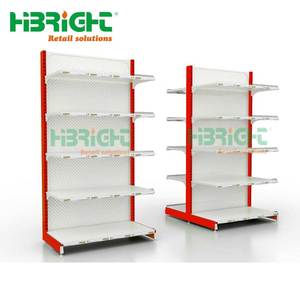 Étagères de supermarché en métal blanc Double 4 couches, gondole commerciale personnalisée bon marché - Product Image 6