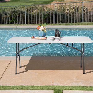 Mesa Plegable de Plástico de <span class=keywords><strong>6</strong></span> Pies, Mesa Robusta para Camping, Trabajo, Fiestas en Interiores y Exteriores - Product Image 5