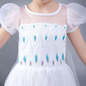 Robe de princesse Elsa décontractée pour filles d'été, costume en tulle avec cape de personnage de dessin animé, jupes et haut pour les fêtes, les anniversaires pour les enfants - Product Image 4