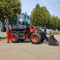 Backhoe Loader Multiguna Euro 5 CE EPA Penggerak 4 Roda Mesin Teknik Backhoe Loader Kompak Beroda
