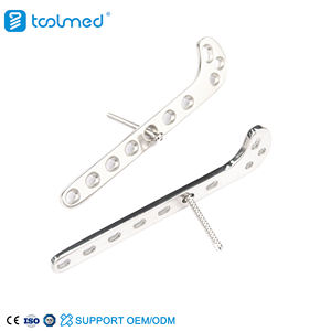 2.7mm pelat kompresi dokter hewan SS <span class=keywords><strong>Distal</strong></span> <span class=keywords><strong>Femoral</strong></span>, sistem implan hewan ortopedi plat tulang hewan 10 lubang kanan - Product Image 2