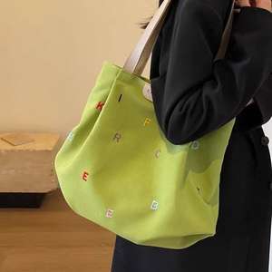 New Fashion Embroidered Letter Women's Handbag, Women's Large Capacity Canvas Shoulder Bag - Product Image 4