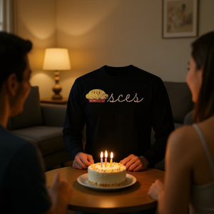 T-shirt a maniche lunghe con tema zodiacale Pesci, umoristica, per compleanno - Product Image 3