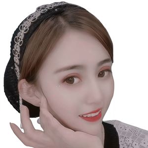 African headscarf hat ruffles, Muslim hat, fashionable women's headwear, sequined fabric with floral design, suitable for all - Product Image 1