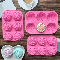 Moule à pâtisserie en silicone de haute qualité à 6 cavités en forme de rose, moule à chocolat pour gâteau de lune Buddy, outil de cuisine, outils à gâteau