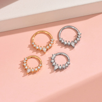 Populaire Anneau de nez clicker en acier inoxydable pour septum, avec étoile bleue en zircone cubique, plaqué or 18 carats, Bijoux de piercing corporel en gros