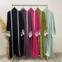 Abaya musulmane tendance pour femme, broderie florale, style kimono, pour le Ramadan et l'Aïd, vente en gros, référence 1405 #
