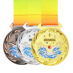 מפעל זול מדליות 3D ספורט גימור פרס מזכרות מדליות כביש רכיבה על אופניים כדורגל מדליית השחייה עם סרט