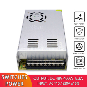 แหล่งจ่ายไฟสวิตชิ่ง 48V 400W ตัวเครื่องอะลูมิเนียมพร้อมพัดลม  แปลงไฟ AC 110V 220V เป็น DC 48 โวลต์ 8.3 แอมป์  อะแดปเตอร์แปลงไฟสำหรับห้องปฏิบัติการ - Product Image 2