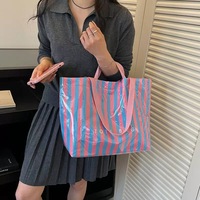 Sac fourre-tout en PVC transparent imperméable personnalisé pour demoiselle d'honneur, brodé à rayures, avec coutures renforcées, vente en gros pour l'été