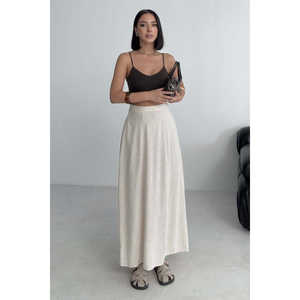 Falda Larga de Lino con Cintura Elástica, Falda Maxi Fluida y Cómoda para Mujer, 100% Lino - Product Image 4