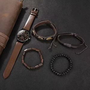 LYN-011 da uomo <span class=keywords><strong>orologio</strong></span> al quarzo Casual in <span class=keywords><strong>pelle</strong></span> alla moda Versatile <span class=keywords><strong>orologio</strong></span> al quarzo Set <span class=keywords><strong>bracciale</strong></span> - Product Image 2