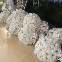 Offre Spéciale – Grandes Boules de Fleurs Vertes et Blanches (Ivoire et Vert) pour Centre de Table de Mariage, Arrangements Floraux de 50 cm, 60 cm, 70 cm, 80 cm