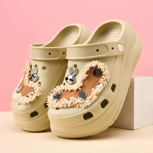 Puff Shaped <b>Clogs</b> Thick Soled Height Increasing Breathable Non Slip Beach Sandals For Women Summer Style EVA Sole One Piece - Product Image 1