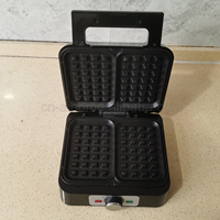 Machine à gaufres 1600W manuelle pour usage domestique, plaques XL antiadhésives, contrôle de température réglable, panneau en acier inoxydable, rangement vertical