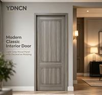 Porte intérieure classique européenne en bois grainé gris, bois d'ingénierie, isolation phonique, moulures décoratives, pour chambre de villa