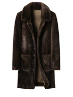 Manteau ample pour homme en vison doré, nouvelle collection automne-hiver, double face réversible, en velours et fourrure, col rabattu, revers une pièce, mi-longueur