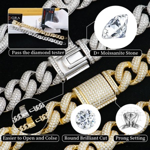 Nouveauté Chaîne cubaine en argent sterling 925 de 15 mm de largeur Bracelet pour hommes Moissanite Bijoux hip-hop Rappeur élégant Hip-hop - Product Image 2