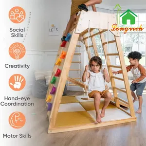 Giungla palestra per bambini in legno per bambini jungle Play gym parco giochi Montessori triangolo struttura per arrampicata per bambini