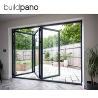 Porte pliante extérieure en aluminium avec panneaux de verre accordéon pour balcon, patio, villa, système panoramique insonorisé et étanche