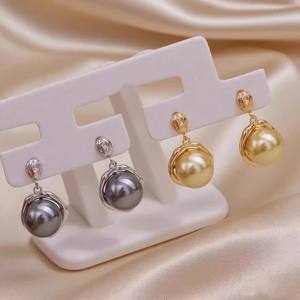 DIY 22662 Women's S925 <b>Silver</b> <b>Pearl</b> <b>Earrings</b> 9-10mm Round Beads with Empty Stand and Earnail Fashion Accessories - Product Image 3