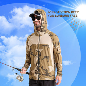 Sbart personalizado ligero poliéster sublimación UV Botón de manga larga SPF UPF 50 camisa de pesca con capucha - Product Image 3