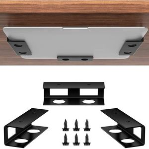 Laptop Storage Stand Metal Tray Under <b>Desk</b> Organizer Rectangle 10x3x3cm Bolt Inserting Type for Office Use - Product Image 1