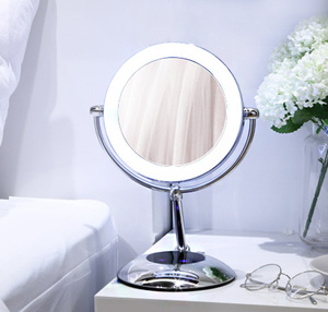 Customizable Magnifying Cosmetic <b>Mirror</b> With <b>LED</b> <b>Light</b> And Smart Touch Switch Dual Sided Table <b>Mirror</b> - Product Image 1