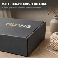 Boîte d'expédition en carton ondulé noir avec logo personnalisé en feuille d'or pour cosmétiques, bougies, bijoux, emballages cadeaux, auto-fermante