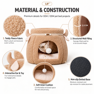 Wholesale Custom Warm Cave Dog Cat Bed Indoor Pet House Plush Washable Medium Small <b>Nest</b> Cushion Puppy Kitten Supplies OEM & ODM - Product Image 2