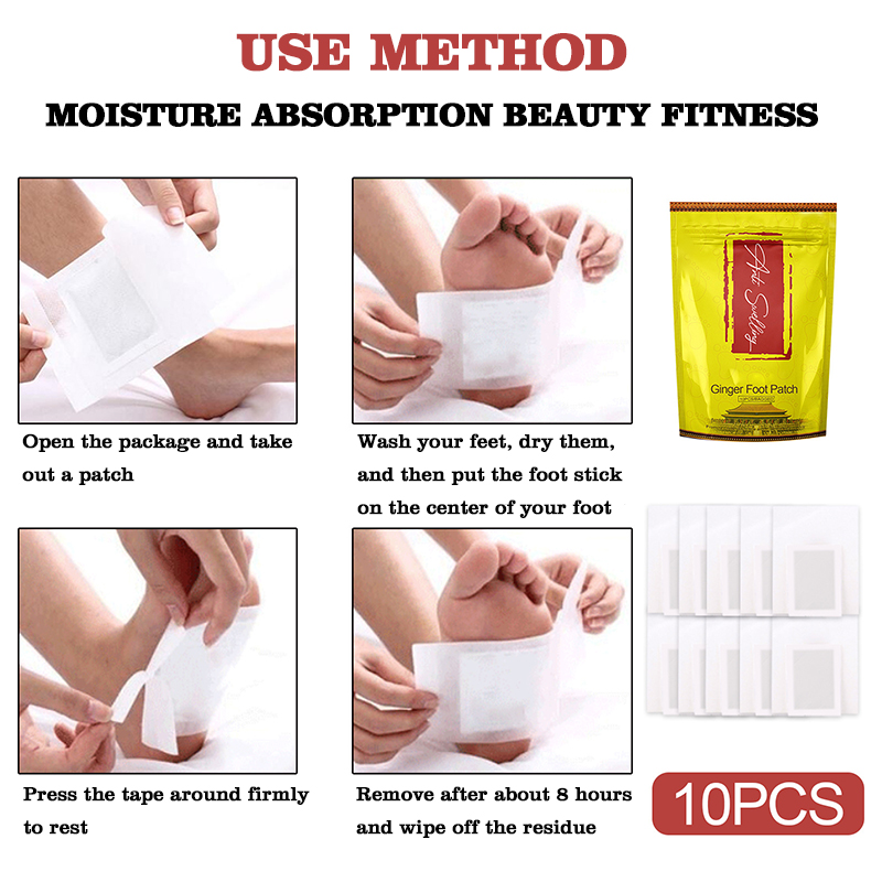 10pcs anti swelling detox foot patch improve sleep detox patches for feet foot and body care ginger foot pads