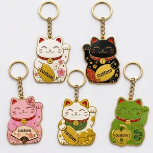 Porte-clés Maneki Neko personnalisés de haute qualité en gros, pendentifs chat porte-bonheur, design mascotte japonaise, porte-clés souvenir - Product Image 1