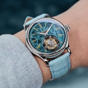 Reloj Tourbillon con Logotipo Personalizado, Mecánico, con Esfera de Cristal de Zafiro Transparente, Diseño Hueco, Edición Limitada, para Hombre - Product Image 4