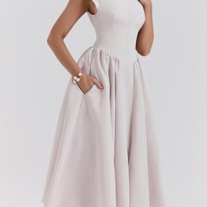 Robe Corset Midi Décontractée d'Été 2025 pour Femme – Nouvelle Collection Sans Manches, Conception Personnalisée avec Volants Tissés Tendance – Vente en Gros - Product Image 3