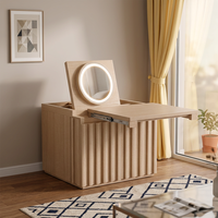 Ensemble coiffeuse en bois MDF avec tabouret éclairé, table de maquillage au design moderne, couleur personnalisable, garantie 5 ans - Vente directe usine pour chambre à coucher