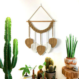 Usine directe à la main coton corde tressée feuille verte gland Clip-on Photo <span class=keywords><strong>tapisserie</strong></span> peut être personnalisé logo - Product Image 2