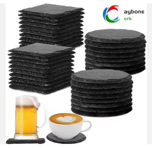 Posavasos de pizarra natural Arpillera 10cm Pizarra Whisky Copa de vino Teahouse Cafe Aislamiento térmico Posavasos antideslizantes - Product Image 1