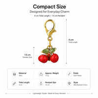 Ensemble de mini-breloques mignonnes en alliage pour sac, pendentifs cerise, cœur, lune, arc-en-ciel, étoile, plaqué or, accessoires pour femmes, vente en gros OEM
