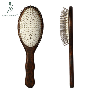 Peine de aguja de acero para limpieza de metales, peine de masaje de bambú natural, <span class=keywords><strong>cepillo</strong></span> de pelo de madera para mujeres, uso doméstico, cepillos de paleta de madera - Product Image 1