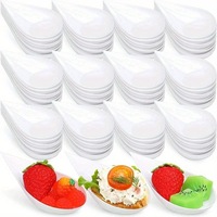 Wegwerp plastic snoepbordjes, mini dessertbordjes, zwart transparant bestek voor restaurant, dessert proeflepels