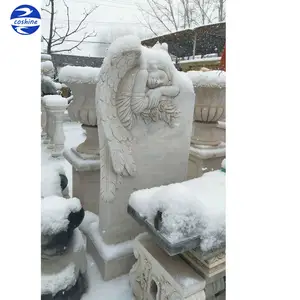 Statue di giardino di angelo piangente a grandezza naturale popolari all'ingrosso della pietra di marmo