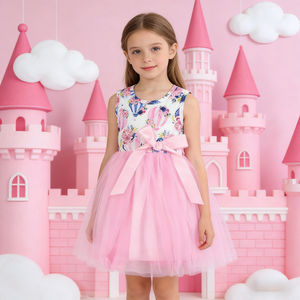 Vestido de Princesa Elegante y Bonito sin Mangas para Fiesta de Cumpleaños para Niña de 7 Años, Vestido de Tul con Tirantes y Lazos de Cinta - Product Image 4