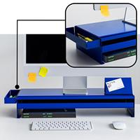 Support d'écran en acier premium à 2 niveaux avec grand tiroir, ensemble modulaire magnétique pour le rangement des accessoires de petit bureau
