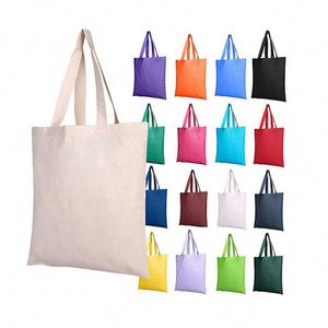 Sacs fourre-tout en polyester personnalisés en gros, blancs unis, réutilisables, avec logo imprimé sur mesure - Product Image 1
