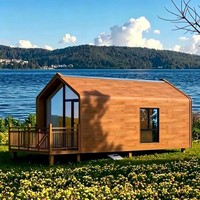 Maison préfabriquée modulaire triangulaire de haute qualité en acier à grain de bois, avec chambre et salle de bain, type conteneur