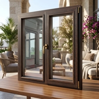 Ventanas de Madera de Wenge de Alta Calidad con Revestimiento de Aluminio para Villas de Lujo