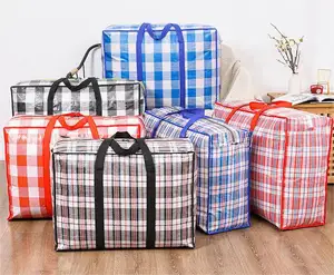 Thêm công suất lớn bền không thấm nước PP dệt Túi mua sắm lưu trữ di chuyển hành lý đóng gói túi biểu tượng tùy chỉnh