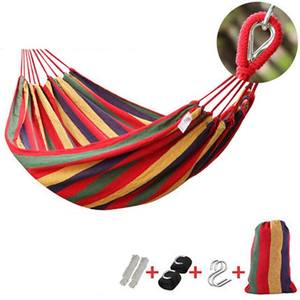 2-व्यक्ति डबल सूती कपड़े पर्यावरण के अनुकूल कई रंगों का हैममॉक पोर्टेबल फोल्डिंग भारी-ड्यूटी इनडोर/आउटडोर कैंपिंग हाइकिंग - Product Image 2